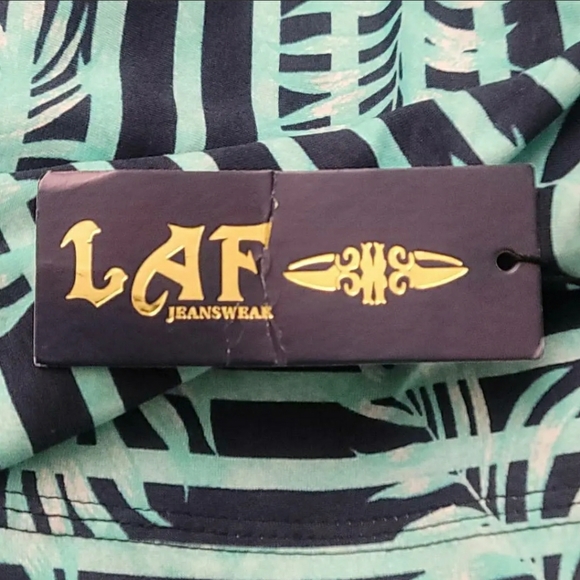 Laf Mens Polo Listrada Golf Shirt Green Tropical Short Sleeve Palm Leaves 39 New - Picture 10 of 10